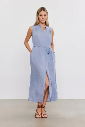 Velvet by Graham & Spencer Luna 06 Woven Linen Sleeveless Dress | Blue Haze