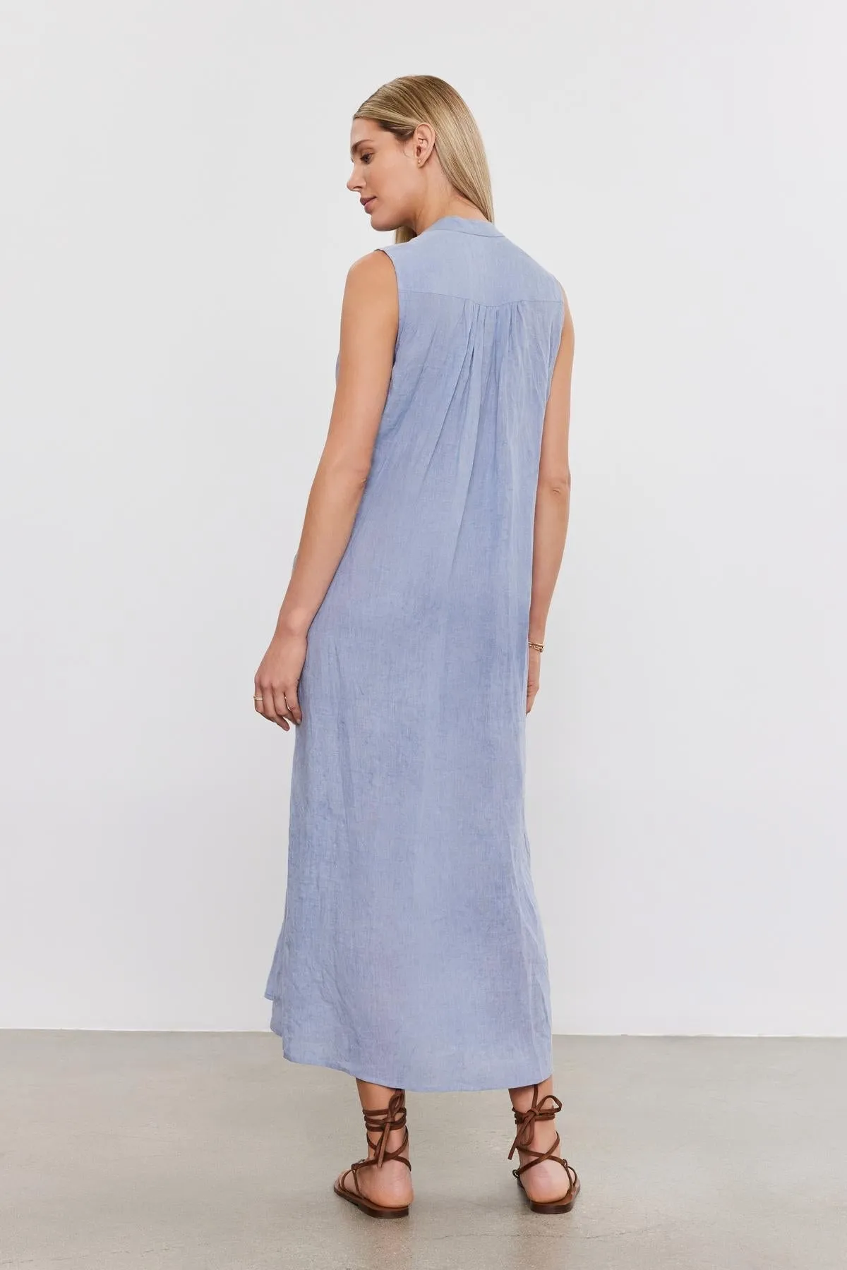 Velvet by Graham & Spencer Luna 06 Woven Linen Sleeveless Dress | Blue Haze