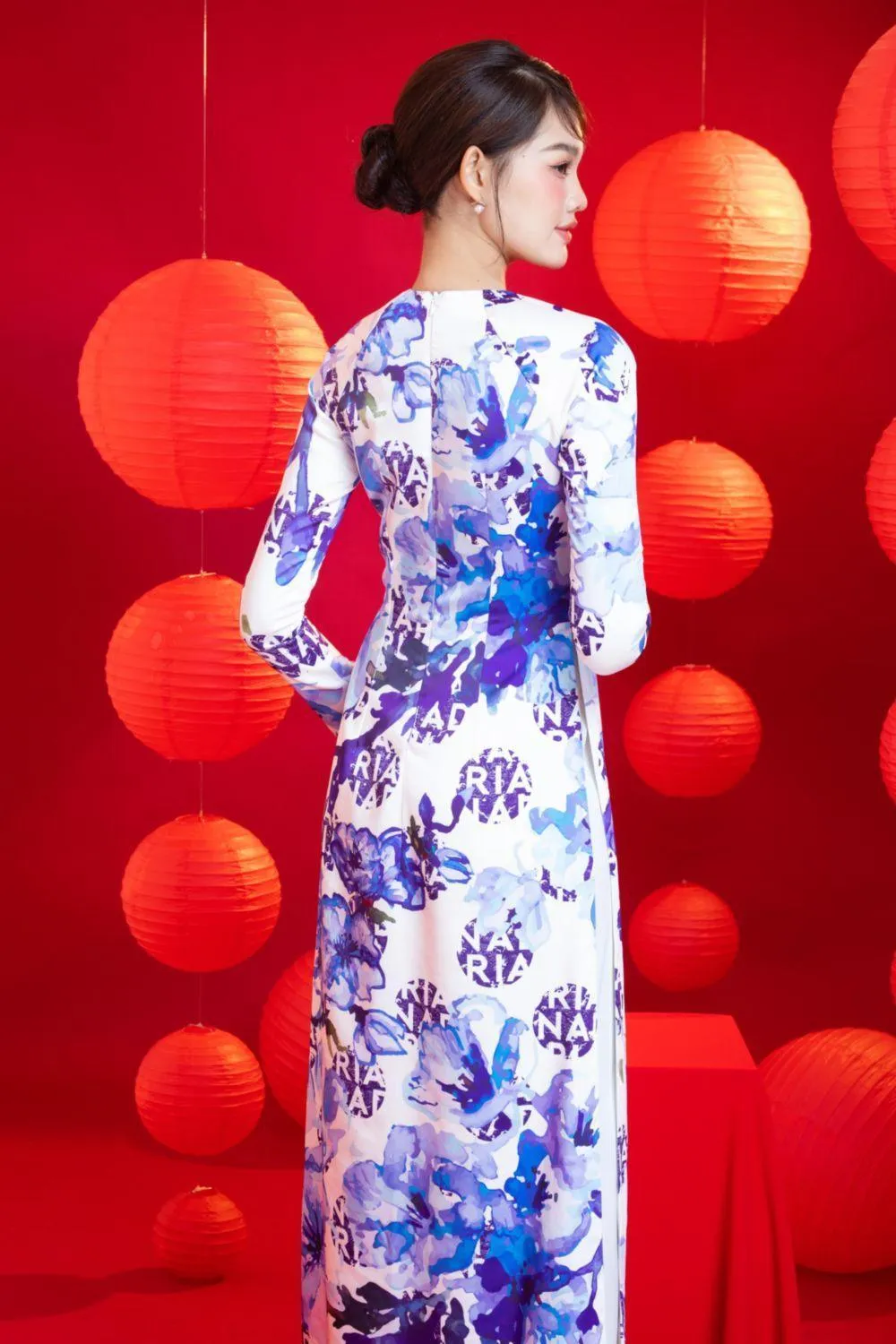 Wendy Sheath Long Sleeved Brocade Ankle Length Ao Dai