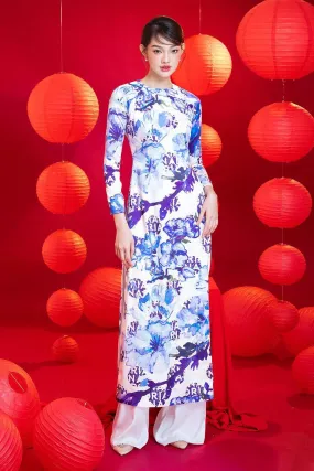 Wendy Sheath Long Sleeved Brocade Ankle Length Ao Dai