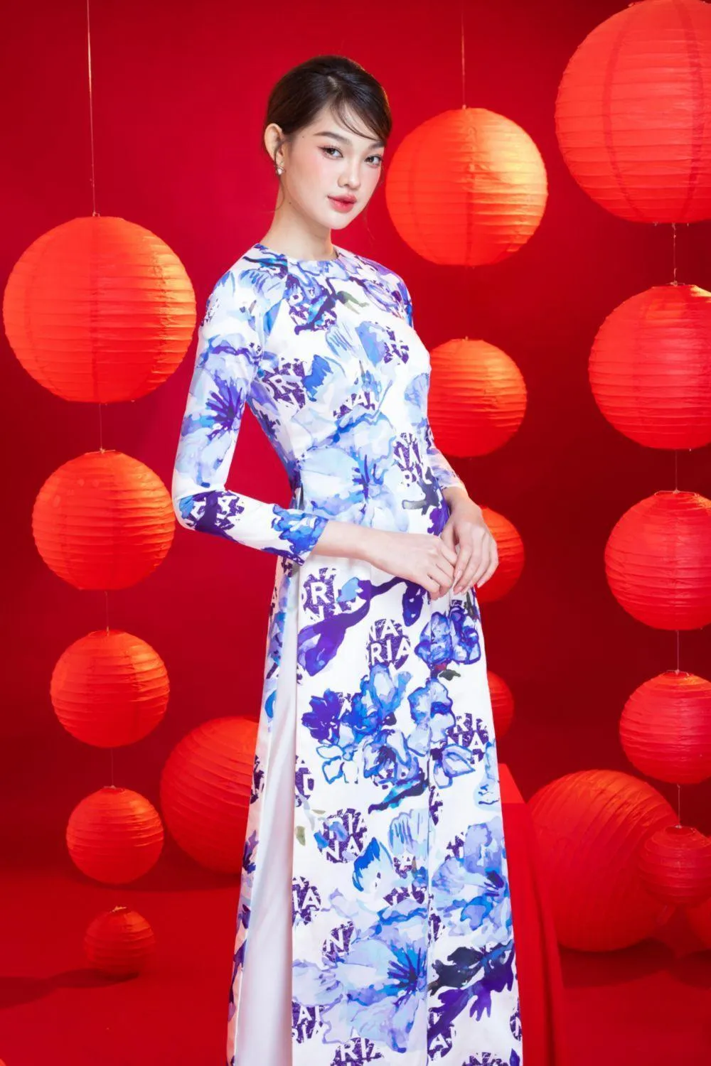 Wendy Sheath Long Sleeved Brocade Ankle Length Ao Dai