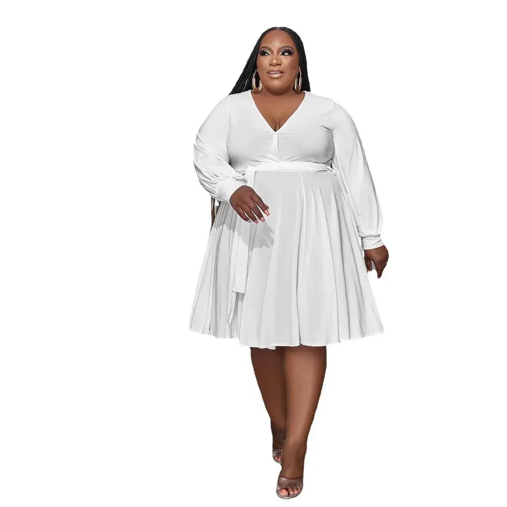 Wmstar Plus Size Dress XL-5XL V Neck Casual Maxi Dress
