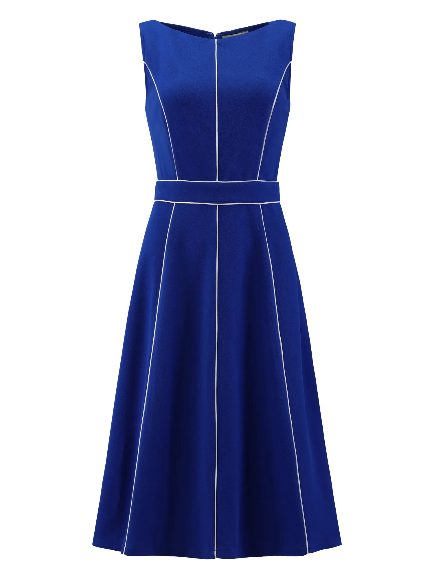 Women's A-Line Sleeveless Dress Contrast Trim Wear to Work Cocktail Fit & Flare Dresses
