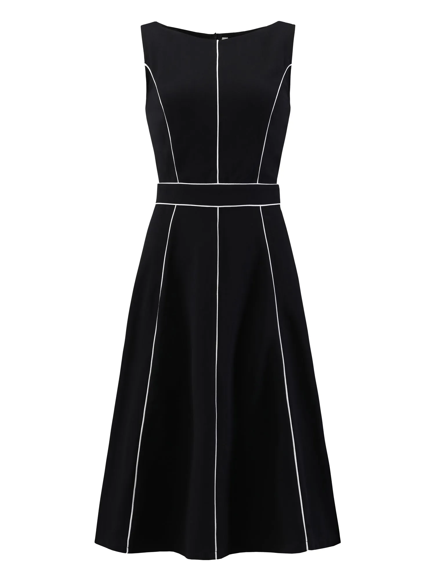 Women's A-Line Sleeveless Dress Contrast Trim Wear to Work Cocktail Fit & Flare Dresses